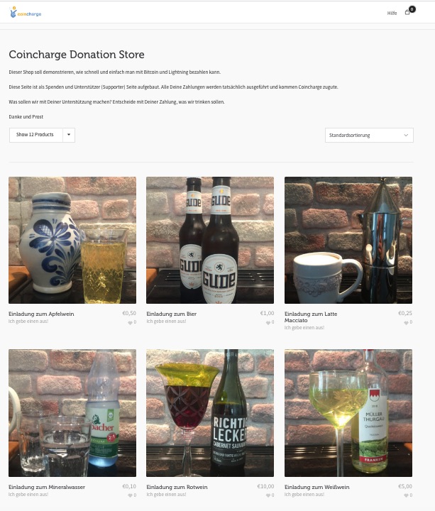 Coincharge Donation Store