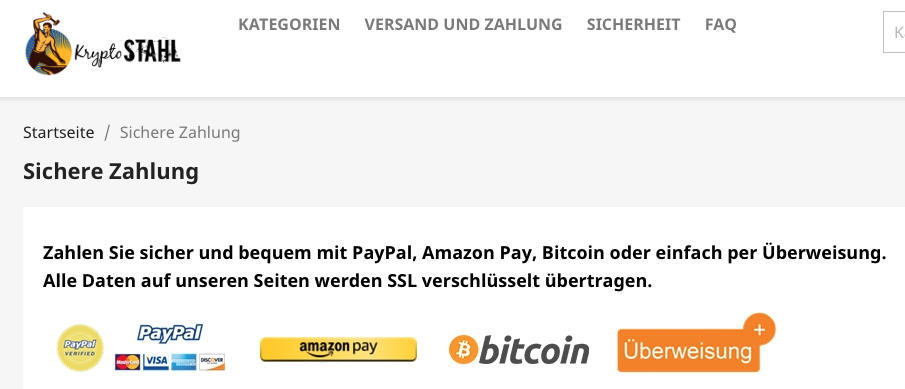 kryptostahl akzeptiert Bitcoin