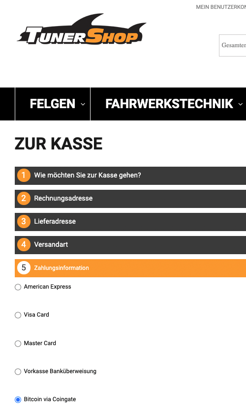 Tunershop akzeptiert Bitcoin