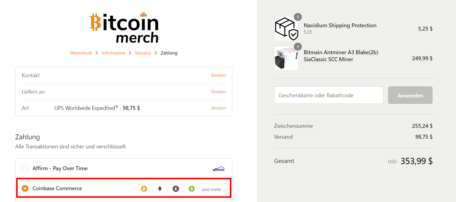 Bitcoinmerch akzeptiert Bitcoin