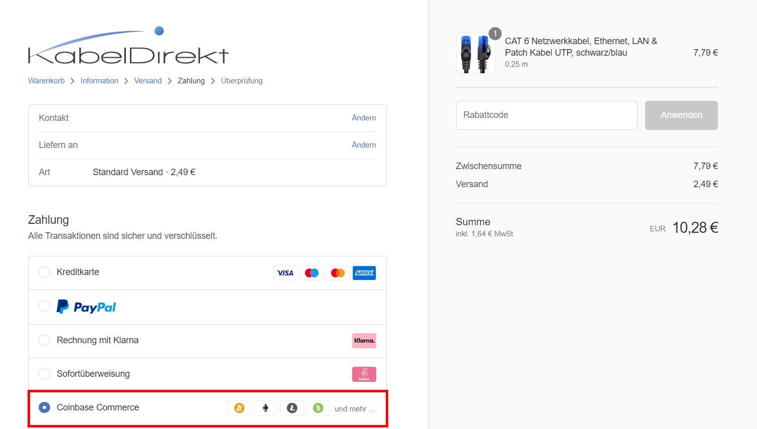 KabelDirekt Store akzeptiert Bitcoin