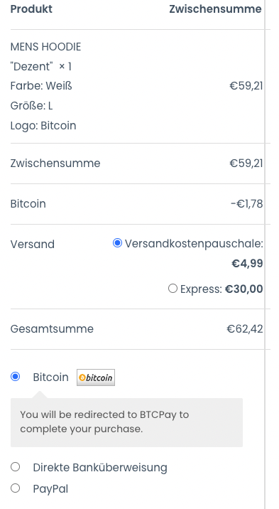 d3druck akzeptiert Bitcoin und Lightning zahlung